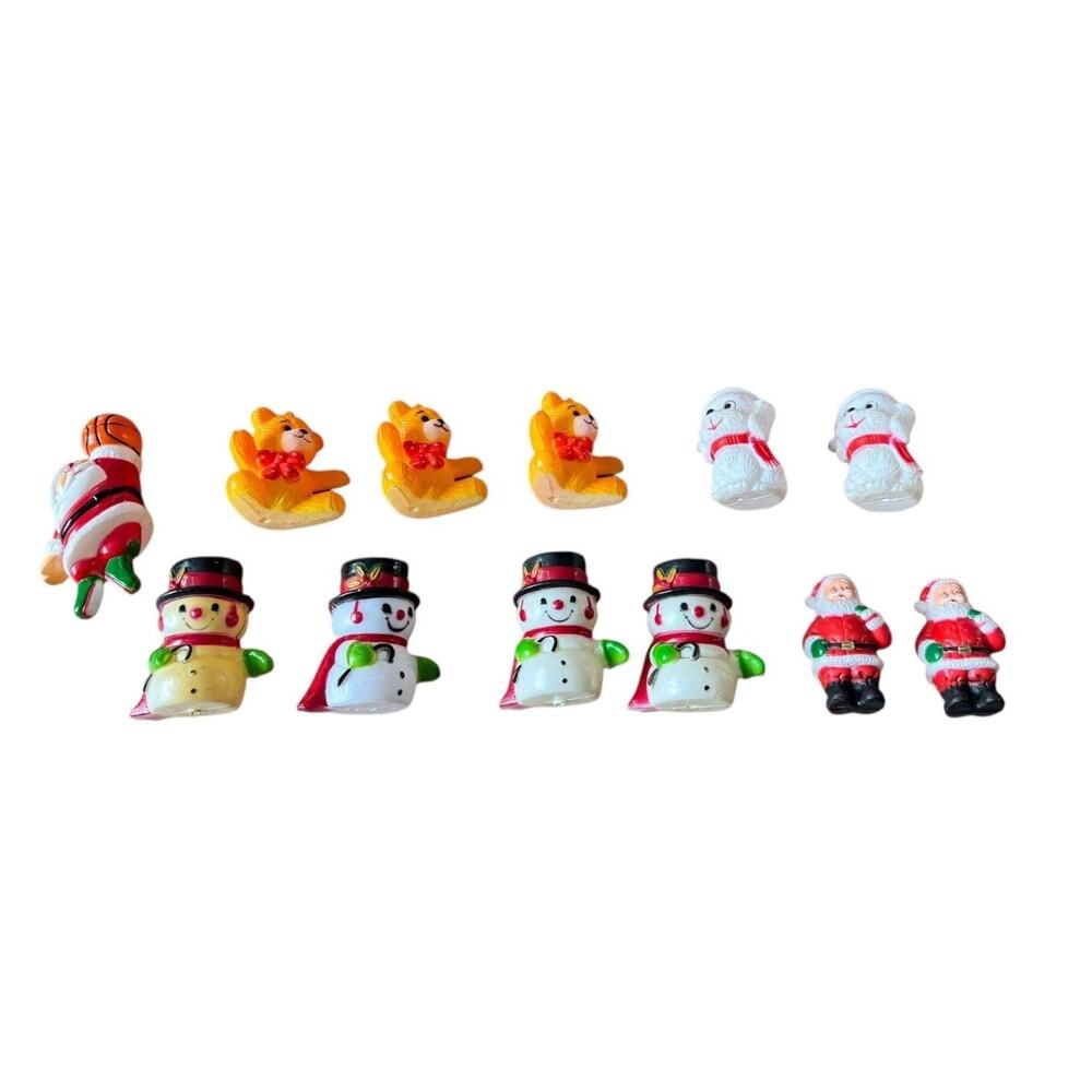 Vintage Christmas Holiday Tree Light Covers Lot Snowmen Bears Sports Santa READ